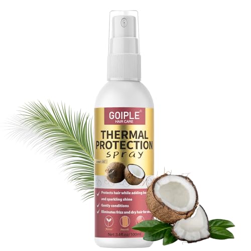WOZUTUNT Heat Protectant Spray for Hair - Coconut- Thermal Protector Spray - Paraben & Dye Free Travel Size - 3.4fl oz