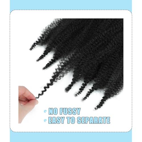 Afro Twist Hair Pre Separated Springy Afro Twist Hair Pre stretched Wrapping Hair for Soft Locs Afro Spring Twist Hair Marley Twist Braiding Hair Extensions (8 Inch (Pack of 3),1B)
