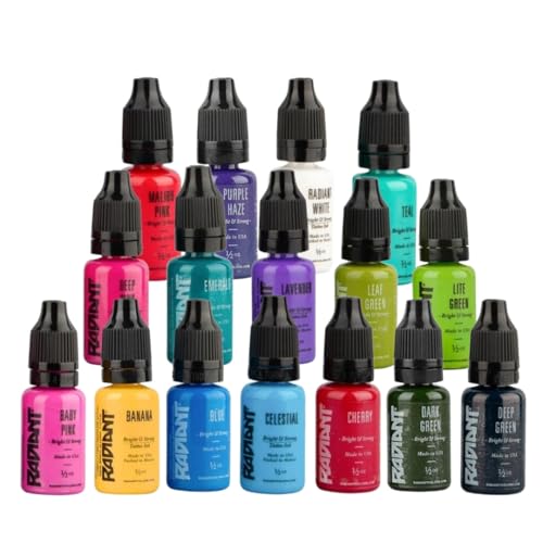 Radiant Colors Floral Tattoo Ink Set 1/2oz Bottles Kit Pigment Made in USA