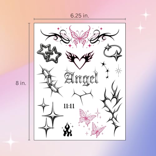 Cute Y2K Temporary Tattoos | Realistic Waterproof Fake Tats | Festival, Bachelorette, Halloween, Birthday Favors, Accessories