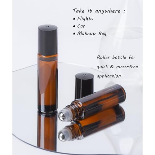 Organic Castor Oil for Face Roll On£¬Rollerball Deep Hydration for Skin Care and Hair, Castor Oil Organic Cold Pressed Unrefined Glass Bottle 8oz with 2 Roller
