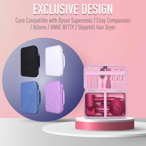 L LTGEM Hair Dryer Case Compatible with Dyson Supersonic Hair Dryer, Laifen SE/SE Lite, Slopehill 1902, Cosy Companions ZCY883, ANNE BETTY Blow Dryer Cases, Blow Dryer Storage Cases, Black(Case Only)