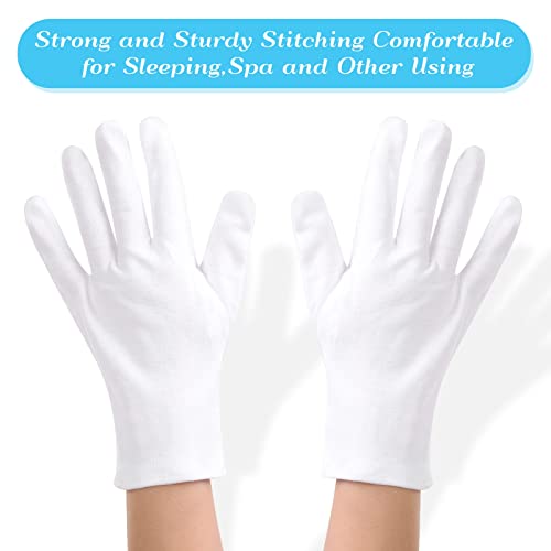 Paxcoo 6 Pairs XL White Cotton Gloves for Dry Hand Moisturizing Cosmetic Eczema Hand Spa and Jewelry Inspection