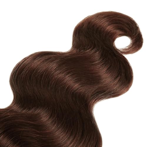Color 4 Bundles Human Hair Dark Brown Body Wave Bundles Double Weft Brazilian Virgin Chocolate Brown Human Hair Extensions Silky and Soft for Black Women (10 12 14 inch 3 Bundles)