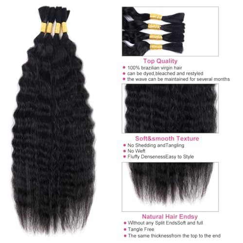Wet and Wavy Human Braiding Hair Super Wave Bulk Human Hair For Braiding No Weft 100g (1Pack-4PCS) Super French Human Braiding Hair For Boho Braids (Super Wave£¨#1b£©, 18 Inch)