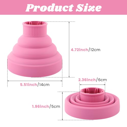 Universal Foldable Hair Dryer Diffuser, Travel Hair Dryer Diffuser Attachment with Comb, Portable Hairs Diffusers Blow Dryers Attachment for Natural Thick Hairs(Color:Pink)
