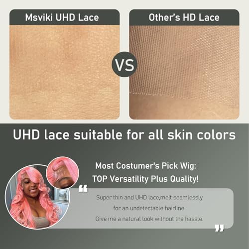School Day Candy Pink Human Hair Wig Colored Body Wave Lace Front Wig Virgin Hair 13x4 UHD Transparent Swiss Soft Lace Preplucked Brazilian Hair 20"