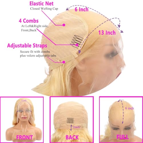 613 13x6 Lace Front Wig Human Hair 200 Density Blonde Wig Human Hair 613 HD Lace Frontal Wigs Human Hair Pre Plucked 613 HD Lace Frontal Wig Straight Glueless(32 Inch)