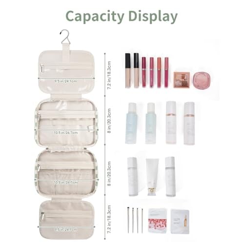 Narwey Hanging Toiletry Bag for Women Travel Checkered Makeup Bag Organizer Toiletries Bag for Travel Size Essentials Accessories Cosmetics (Mint Green Checkerboard (Medium))