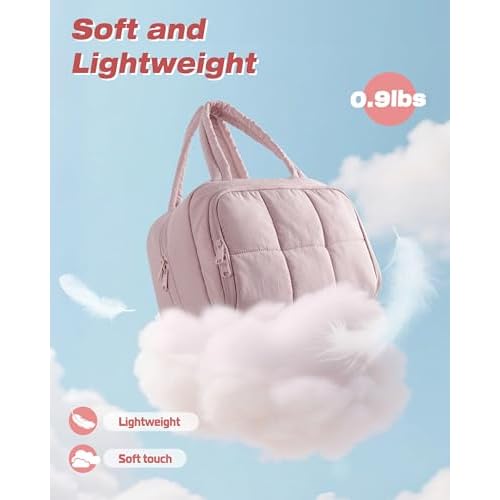Travel Toiletry Bag for Women with Hanging Hook, Water Resistant Puffy Makeup Organizer with Leak Proof Pockets for Toiletries and Cosmetics - Pink (Bag Only)