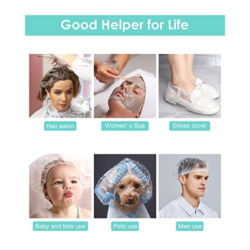 Auban 100PCS Disposable Shower Caps, Plastic Clear Hair Cap Large Thick Waterproof Bath Caps for Women, Hotel Travel Essentials Accessories Deep Conditioning Hair Care Cleaning Supplies(20.5")
