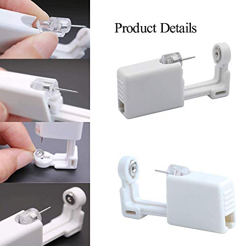 Nose Piercing Gun - 2 Pack Self Nose Piercing Kit Unit Disposable Nose Piercing Gun with Nose Stud Piercing Kit Tool for Cartilage Tragus Helix Piercing Gun Piercing Jewelry (Silver)
