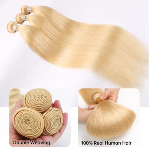 613 Human Hair Bundles Straight Blonde Bundles Human Hair 28 Inch 12A Brazilian Virgin 613 Bundles Blonde Straight Bundles Hair Extensions