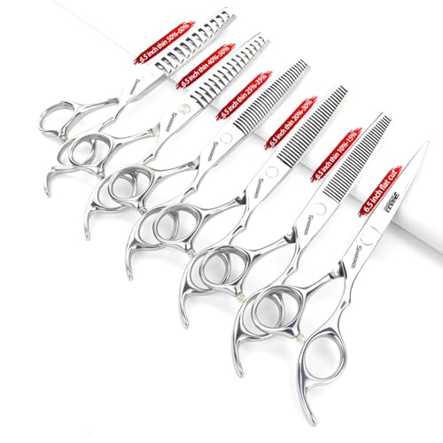 6/6.5 inch professional hair scissors hairdresser hair thinning scissors hairdressing tools barber scissors (6.5-inch 6pc)