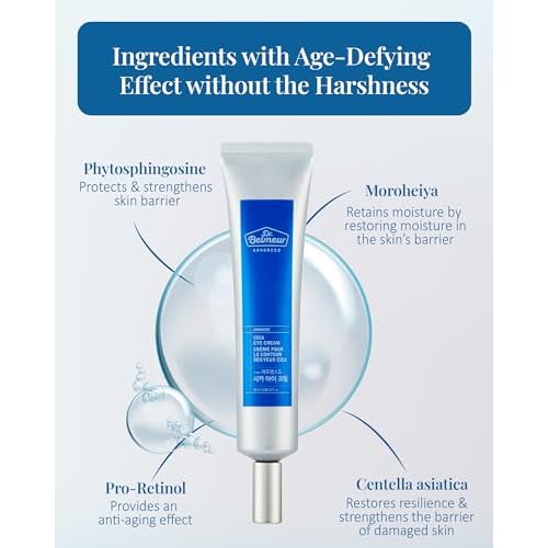 DR. BELMEUR Advanced CICA Eye Cream (0.9fl oz) - Gentle Eye Care for Delicate Skin. Korean Skin Care by LG Beauty. Ceramide, Centella Asiatica, Pro-Retinol.