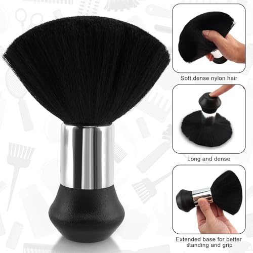 NICEMOVIC Hair Cutting Barber Cape with Neck Duster Brush and Barber Brush, Professional Barber Accessories Cleaning Supplies for Salon Haircut Styling- Leopard Print