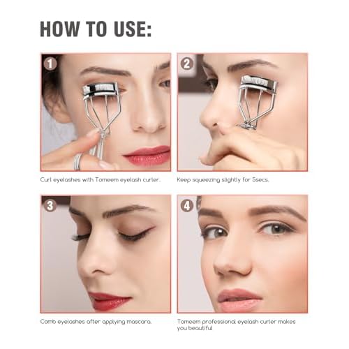Eyelash Curler with Comb, Professional Volumizing Lash Lift Kit Lash Curler with Refill Pads for Home & Travel Uses, Silver
