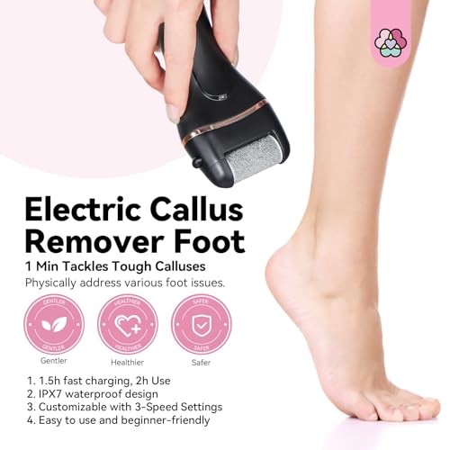 SAVILAND 2024 Electric Feet Callus Remover with Ultra-Repair Foot Cream 120 g: Rechargeable Portable Electric Callus Remover for Feet Professional Pedicure Care Kit for Cracked Dead Skin