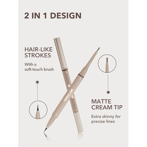 SHEGLAM Dual-Sided Eyebrow Pencils Cream Waterproof Long Lasting Eye brow Pen Makeup - Chocolate