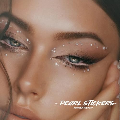 Star & Pearl Face Eye Gems, Self-Adhesive Hair Jewels, Sparkly Face Jewels for Makeup, Stick on Gems Pearl Rhinestones Stickers, Rave Accessories for Hair, Eye, Kids, Women