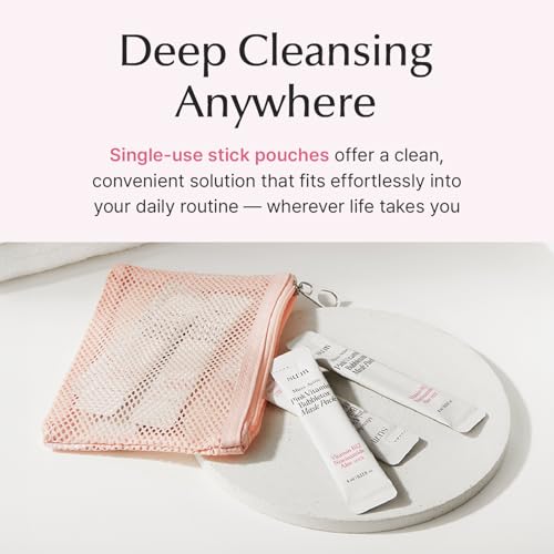 SU:M Micro-Active Pink Vitamin Bubbletox Mask Pack (0.13 fl oz x 14ea) - Korean Skincare ? Deep pore cleansing, hydration with Fermented Pink Vitamin 12, Hibiscus, Kaolin & Bentonite