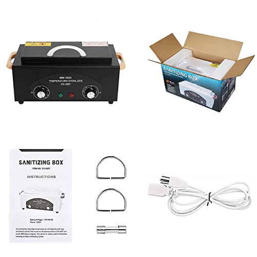 High Temperature Metal Tool Cleaning Box, 1.5L Dry Heat Box with Adjustable Temperature and Time for Nail Barber Tattoo Metal Equipment Cleaning (Black)