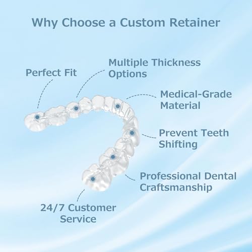 Custom Retainer, Clear Dental Retainers for Upper and Lower Teeth, Replacement Retainer After Braces, Made to Fit Your Teeth Precisely, Nearly Invisible for Daily or Night Use