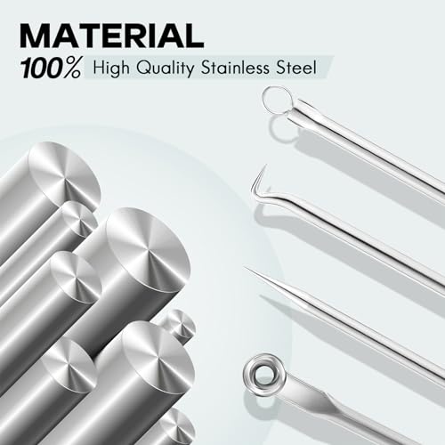 FEITA Blackhead Remover Pimple Popper Tool Kit, Comedone Pimple Extractor Acne Tools for Face Nose, Stainless Acne Needle Zit Popping Removal Facials Tool, Silver 4Pcs