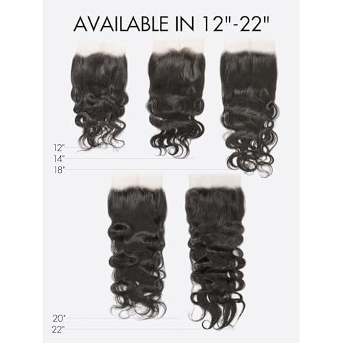 LUVME 13x4 Lace Frontal 22 Inch 12A Brazilian Body Wave Frontal Closure Human Hair 100% Unprocessed Virgin Human Hair Pre Plucked 150% Density Natural Black