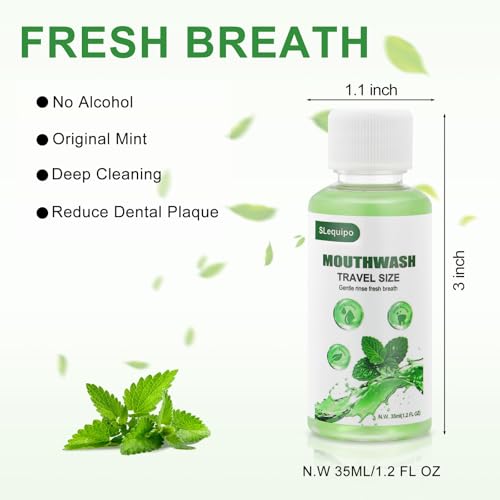 Travel Size Mouthwash Bulk Mini Fresh Mint Portable Mouthwash Individual Bottles 35ml/1.2fl oz for Travel Toiletry Kits (200)