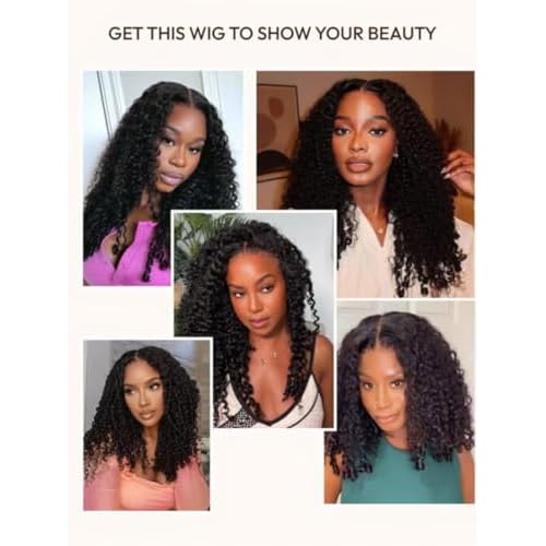 UNICE Bye Bye Knots 7x5 Lace Curly Wig Human Hair with Finger Coil Ends Glueless Pre Plucked Pre Cut Lace Wig 150% Density Beginner Friendly Put On and Go Human Hair Wigs for Black Women 20 inch