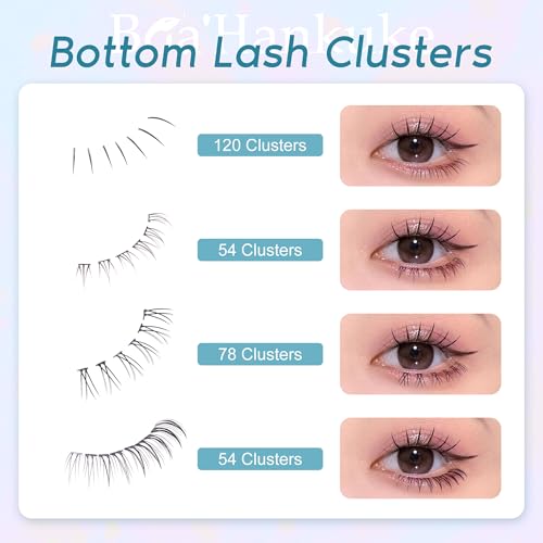 Bottom Lashes Natural 0.07mm Thickness Bottom Lash Clusters Wispy Bottom Eyelashes 306PCS 4 Styles Bottom Lash Extensions by Boahankuke, Black