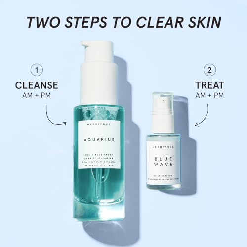 HERBIVORE Blue Besties Duo ? 2-Step Treatment for Acne-Prone Skin, Aquarius Cleanser (50 mL) & Blue Wave Serum (10 mL), Plant-Based, Vegan, Cruelty-Free