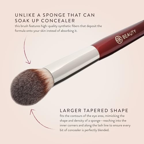 BK BEAUTY 110 LARGE CONCEALER BRUSH ? Dense Tapered Under-Eye Concealer Brush for Quick Blending, Full Coverage Finish, No Product Absorption