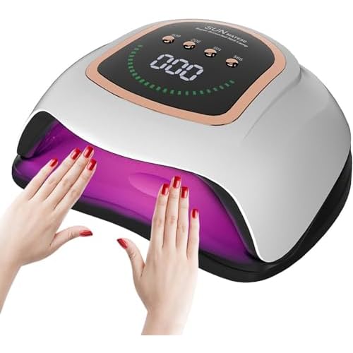 UV LED Nail Lamp, 300W Professional UV Nail Dryer Light for Gel Nails with 72 Beads, Fast Curing Gel Polish Lamp Auto Sensor 4 Timer Setting, Nail Art Drying Tools for Fingernail and Toenail