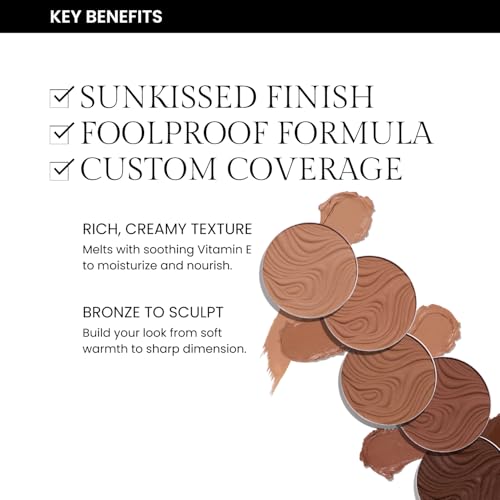 OFIR Geo Sculpt Blendable Cream Bronzer | Buildable Radiant Finish with Vitamin E | Vegan & Cruelty Free Makeup Bronzer | Sun Kissed Glow Compact For Sculpting Cheekbones |Bluff - Light Brown, 0.24 oz