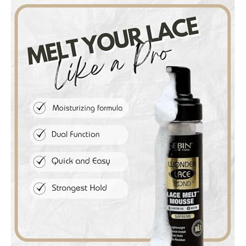 EBIN NEW YORK Wonder Lace Bond Melt Mousse 8.5oz/250ml- Extreme Firm Hold (Supreme) | Biotin + Castor Oil | No Residue, Long Lasting Formula with Protecting Edges, Gives Undetectable and Natural Look