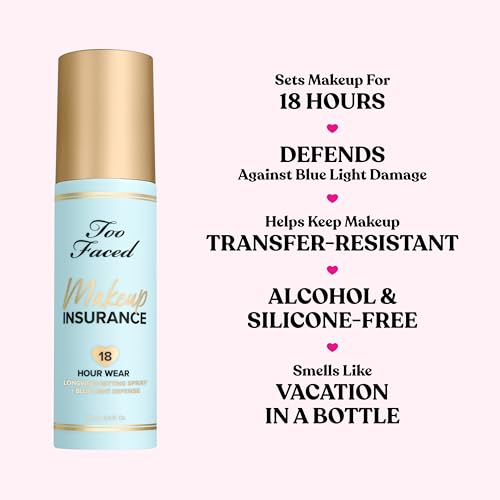 Too Faced Makeup Insurance Setting Spray | Hydrating, Long Lasting, Vegan + Cruelty Free, 4 Fl Oz