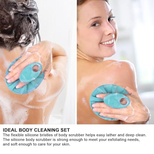 INNERNEED Soft Silicone Body Cleansing Brush Shower Scrubber, Gentle Exfoliating and Massage for All Kinds of Skin (Dark Green)
