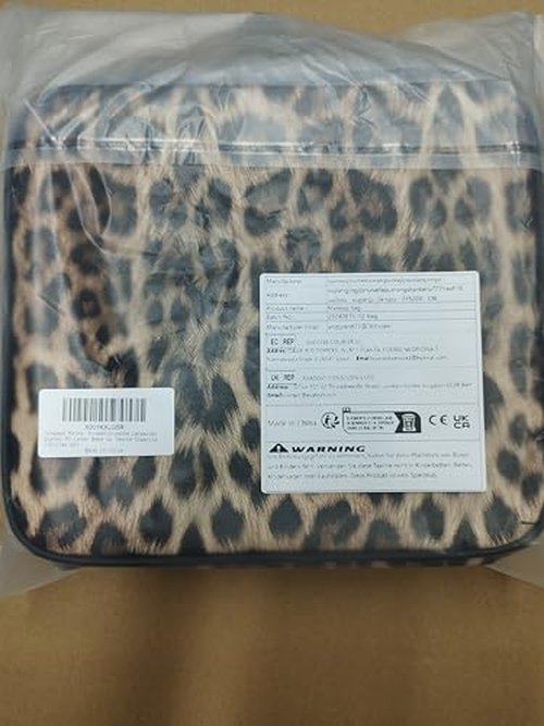 Uongeod Travel Makeup Bag Leopard Print PU Leather Cosmetic Makeup Bag Organizer case with Adjustable Dividers for Women