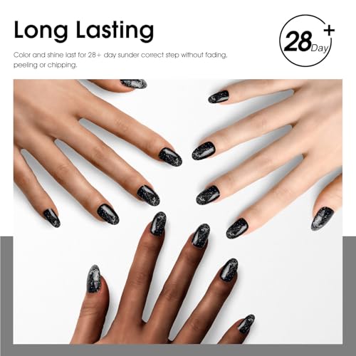 CANNI Glitter Gel Nail Polish ? 1pcs 9ml Black Color, Diamond Glitter Series, Soak Off UV LED Gel Nail Polish for DIY Nail Art, Salon or Home Manicure