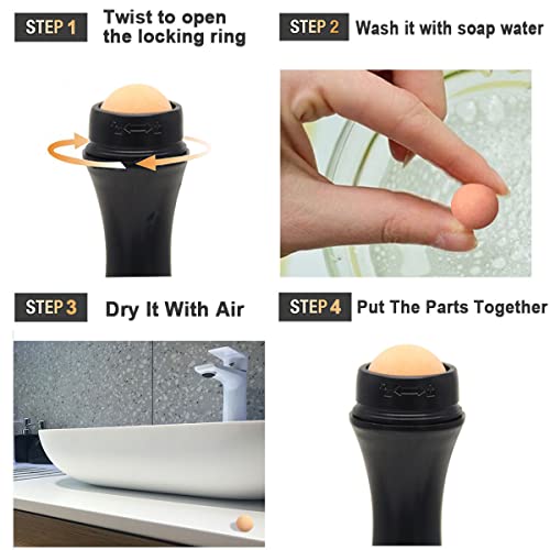 Oil Control On The Go Ball Fit REVLON Oil-absorbing Volcanic Face Roller Ball Compatible Fit REVLON oil absorbing roller Oil Blotting Tool Stone (21.5mm Diameter 4 PCS Not Include Holder)