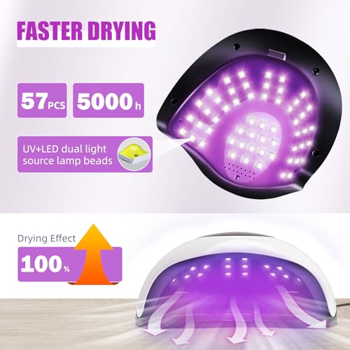 268W LED UV Light Dryer for Nails Gel Polish with 57 Lamp Beads 4 Timer Setting & LCD Touch Display Screen, Auto Sensor, Professional Nail Lamp