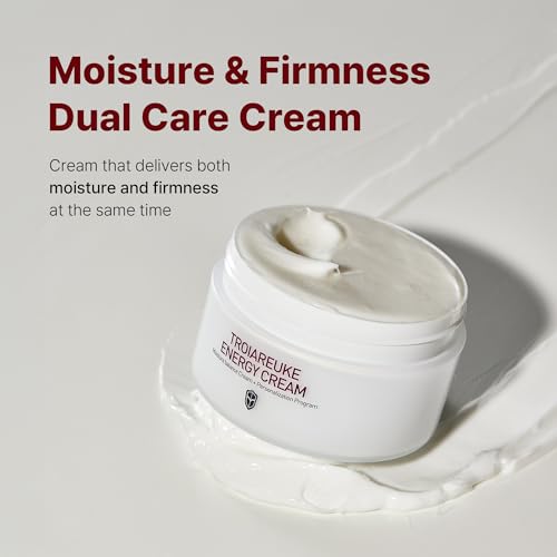 TROIAREUKE Energy Cream, Moisturizing Facial Night Cream with Bifida, Galactomyces, and Peptides For Dry, Dehydrated, and Combination Skin, Korean Skin Care