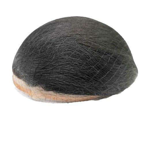 Toupee For Men Hair Pieces Soft Swiss Lace 10x8" Toupee Human Hair Replacement System for Men Hair Prosthesis Hair Patch Units Implant Natural Hair Pieces (#1B Off Black)