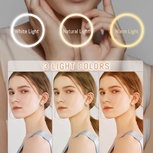 Auxmir 1X/30X Wall Mounted Makeup Mirror with Light, 8" Rechargeable Double-Sided Magnifying Mirror, Vanity Mirror Dimmable 3 Color Light, 360¡Æ Extension Rotation Foldable 14.5 Inch Arm, Chrome