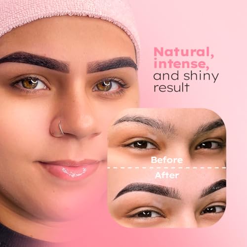 MENELA Eyebrow Henna Tint Kit - Dark Brown Brow Color with Bamboo Extract - Natural Look, Easy Application - 2.5g Henna + 15ml Fixer - Ammonia-Free, Vegan, Cruelty-Free