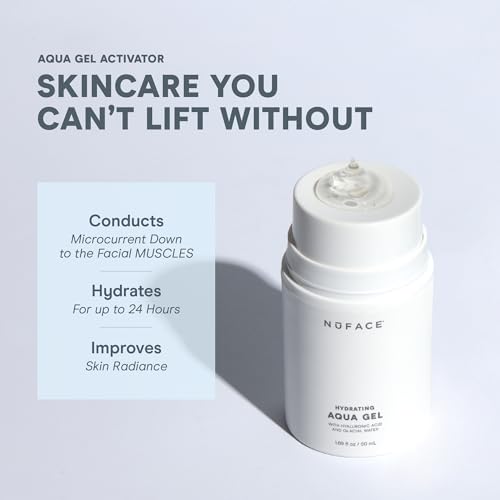 NuFACE Aqua Gel Activator - Microcurrent Conductive Gel & Activator Powered by IonPlex & Hyaluronic Acid to Enhance Results of NuFACE Microcurrent Facial Device - Improves Skin Radiance (10 oz)