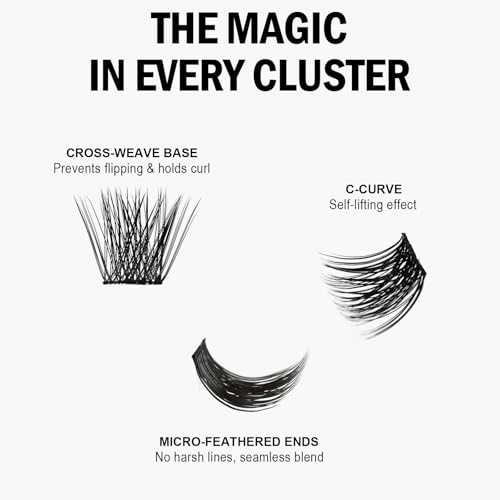 Lash Clusters 8-18mm Wispy Eyelash Clusters 144pcs Cluster Lashes DIY Individual Lashes Clusters with Soft Thin Band for Self Use,Beginner-Friendly(Sylph-774)