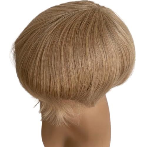 Ultra Thin Skin Men's Toupee 8x10 Inch Hairpiece for Men 0.03mm PU Base 100% European Human Hair V-Looped Natural Hairline Light to Medium Density (#22 Light Ash Blonde Color, 10x8 INCH)